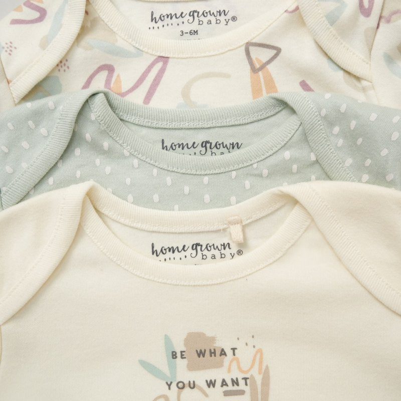 Home Grown Baby Triple Pack Long Sleeve Bodysuits