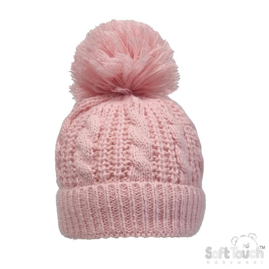 Soft Touch Cable Knit Pom Pom Hat