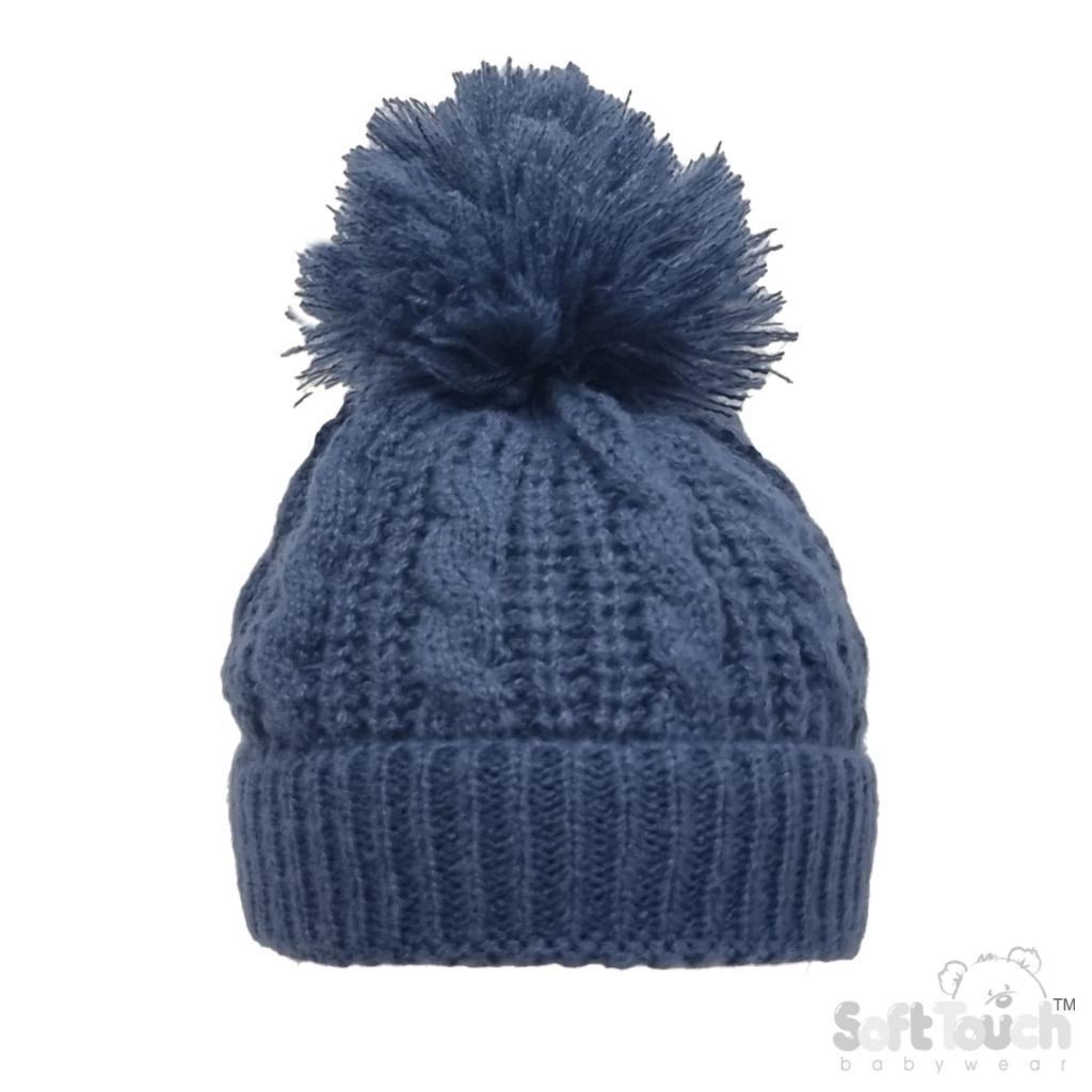 Soft Touch Cable Knit Pom Pom Hat