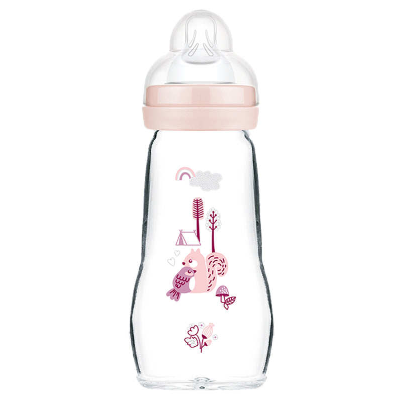 MAM Feel Good Glass Bottle Pink 260ml