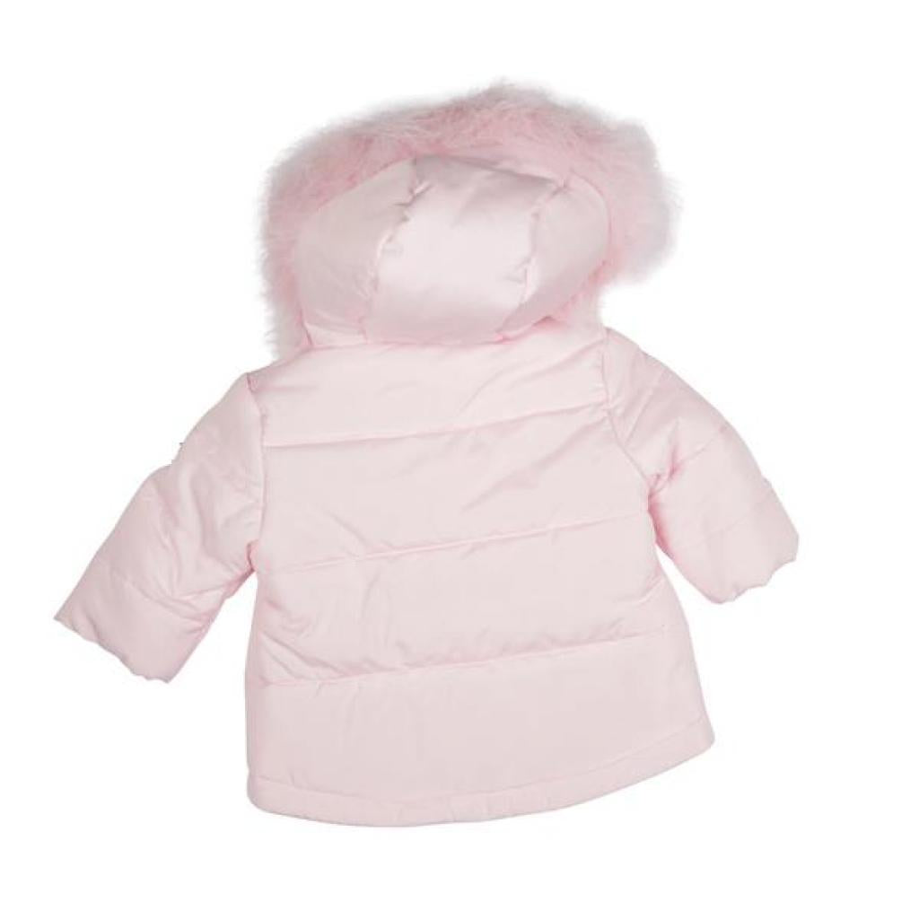 Mintini - Baby Pink Coat with Luxury Faux Fur Hood