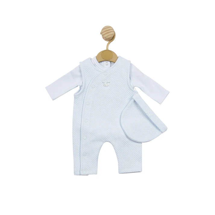 Mintini Baby - Body, Dungaree and Hat Set - Blue