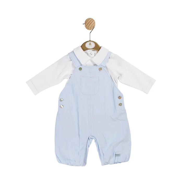 Mintini Baby -Blue Boys Needlecord Top and Dungaree