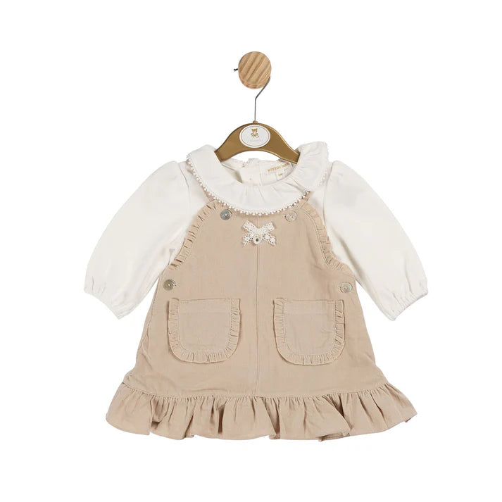 Mintini Baby -Beige Needlecord Top and Pinafore