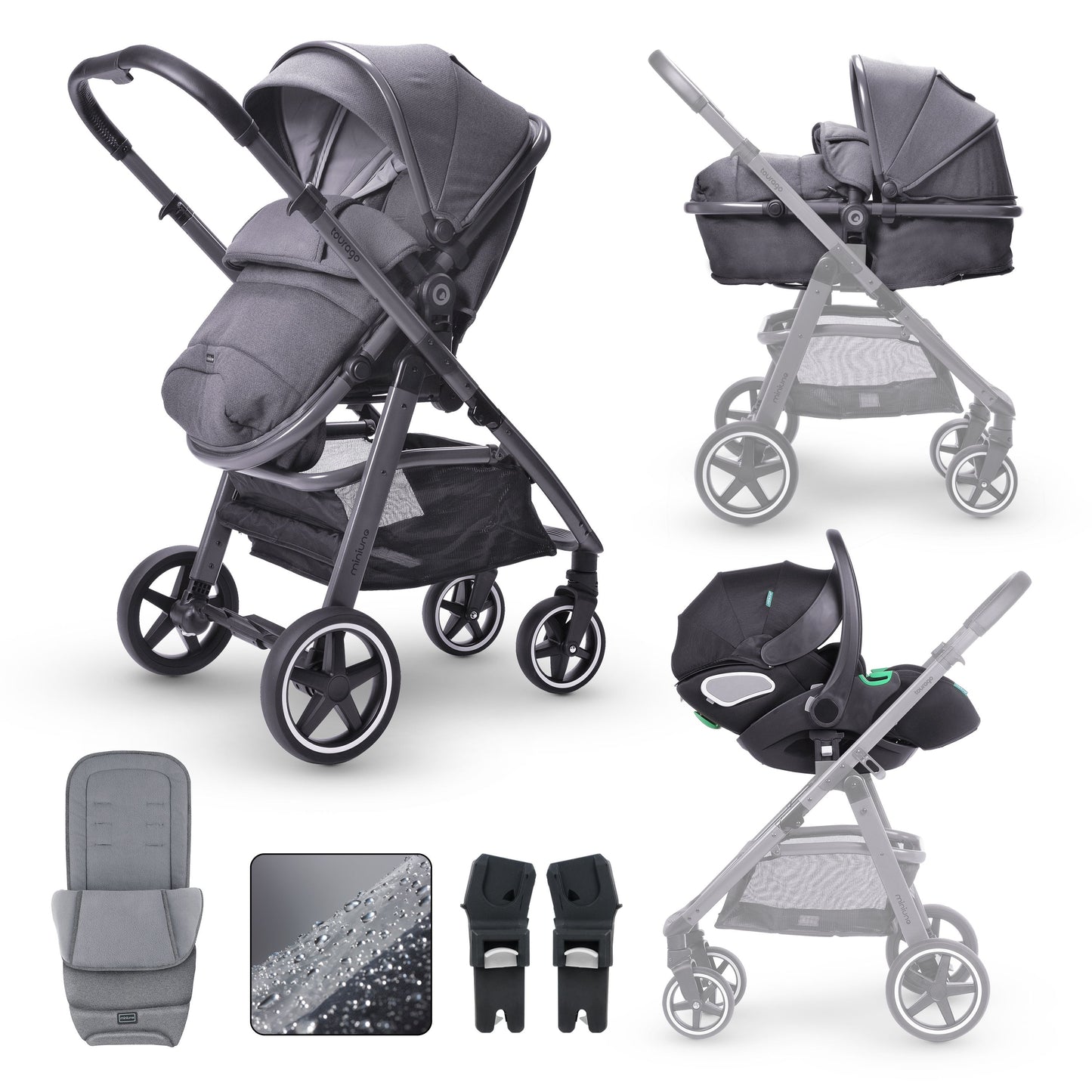 Miniuno TouraGo 2-in-1 Travel System - Anthracite