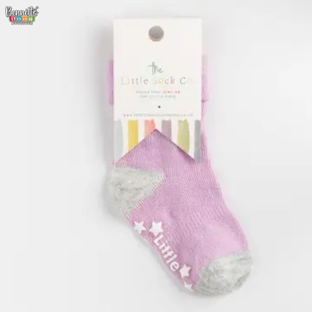 The Little Sock Company Non-Slip Stay On Socks in Lilac with Grey