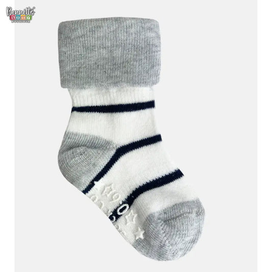 The Little Sock Company Non-Slip Stay On Socks in Navy Wide Stripe