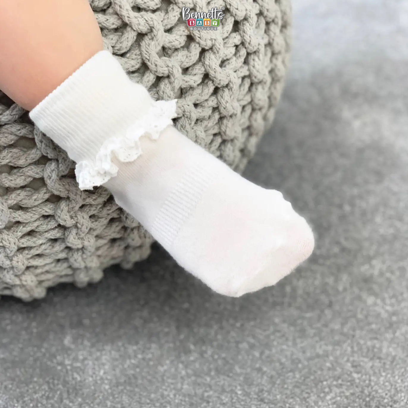 The Little Sock Company Frilly Non-Slip Stay-On Baby and Toddler Socks - White