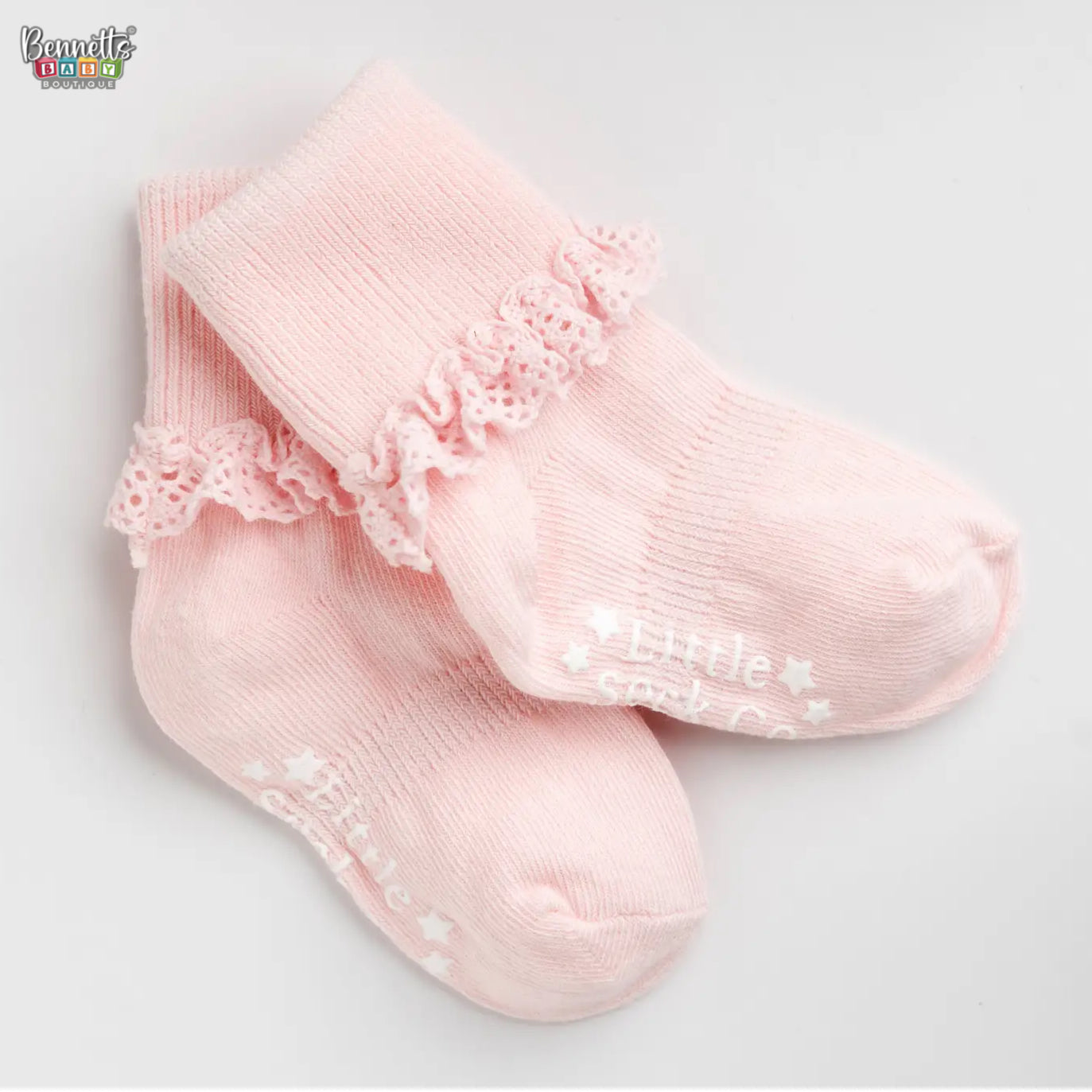 The Little Sock Company Frilly Non-Slip Stay-On Baby and Toddler Socks - Pink