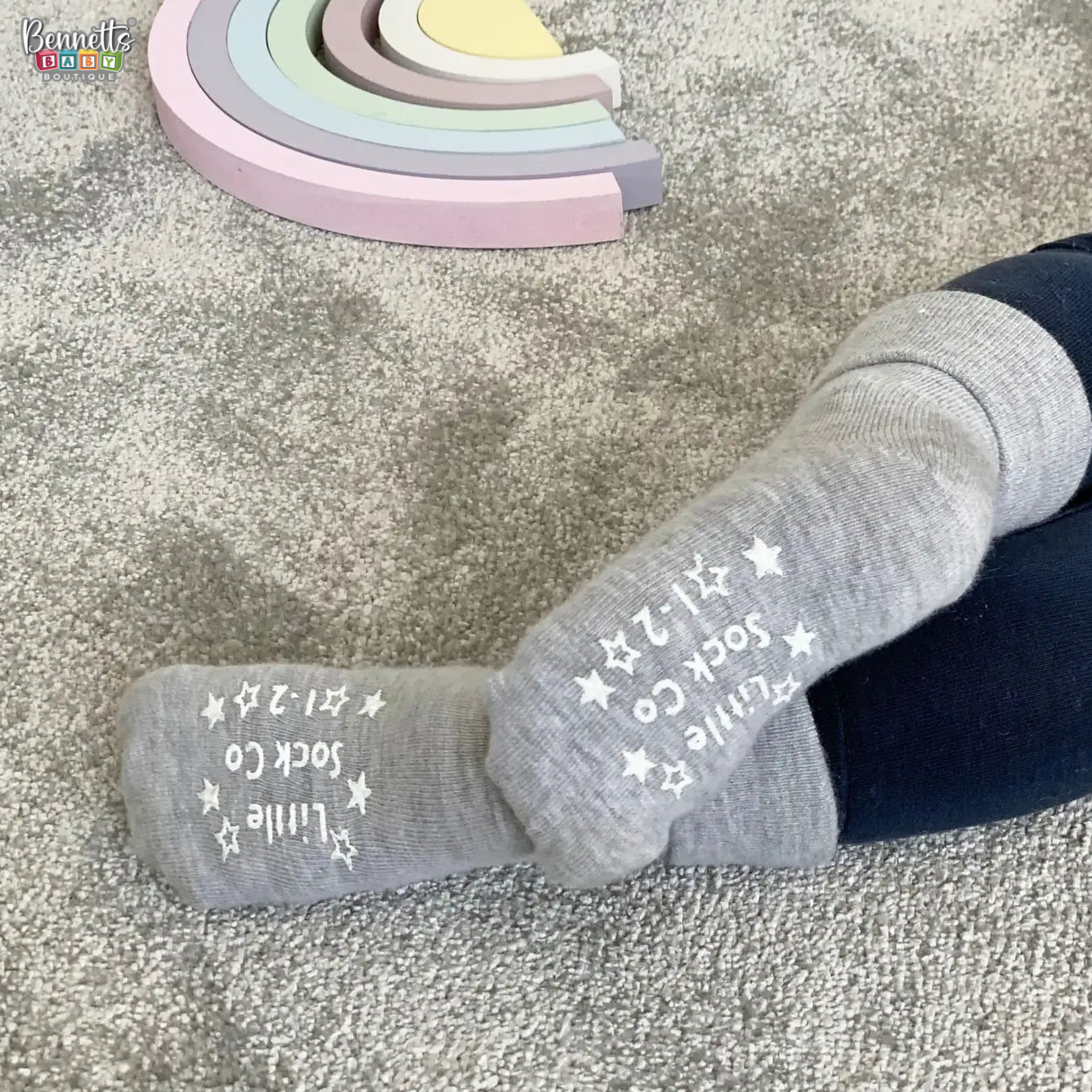 The Little Sock Company Non-Slip Stay On Baby and Toddler Socks - Grey