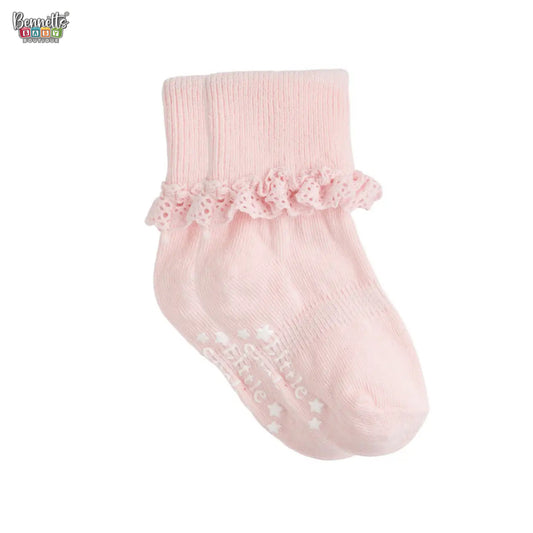 The Little Sock Company Frilly Non-Slip Stay-On Baby and Toddler Socks - Pink