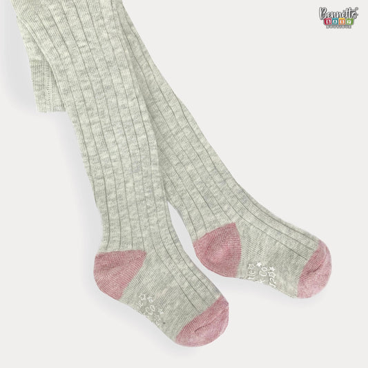 The Little Sock Company Non-Slip Super Soft Ribbed Baby and Toddler Tights in Grey Marl