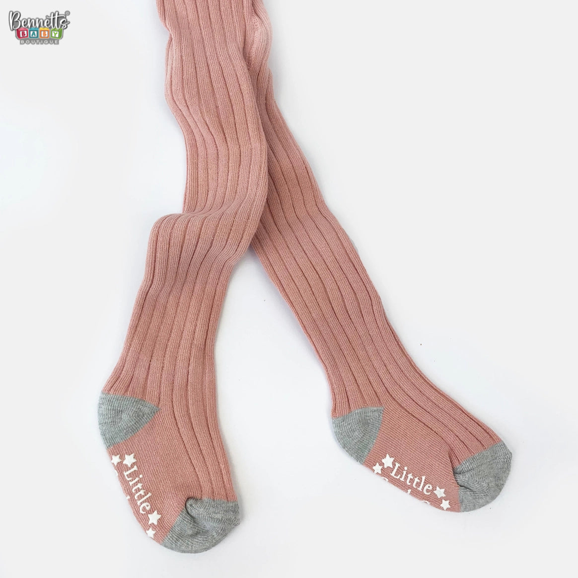 The Little Sock Company Non-Slip Super Soft Ribbed Baby and Toddler Tights in Shell Pink