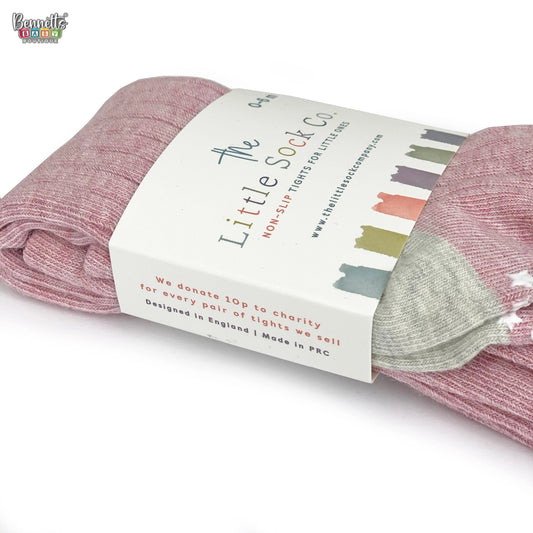 The Little Sock Company Non-Slip Super Soft Ribbed Baby and Toddler Tights in Dusty Pink 