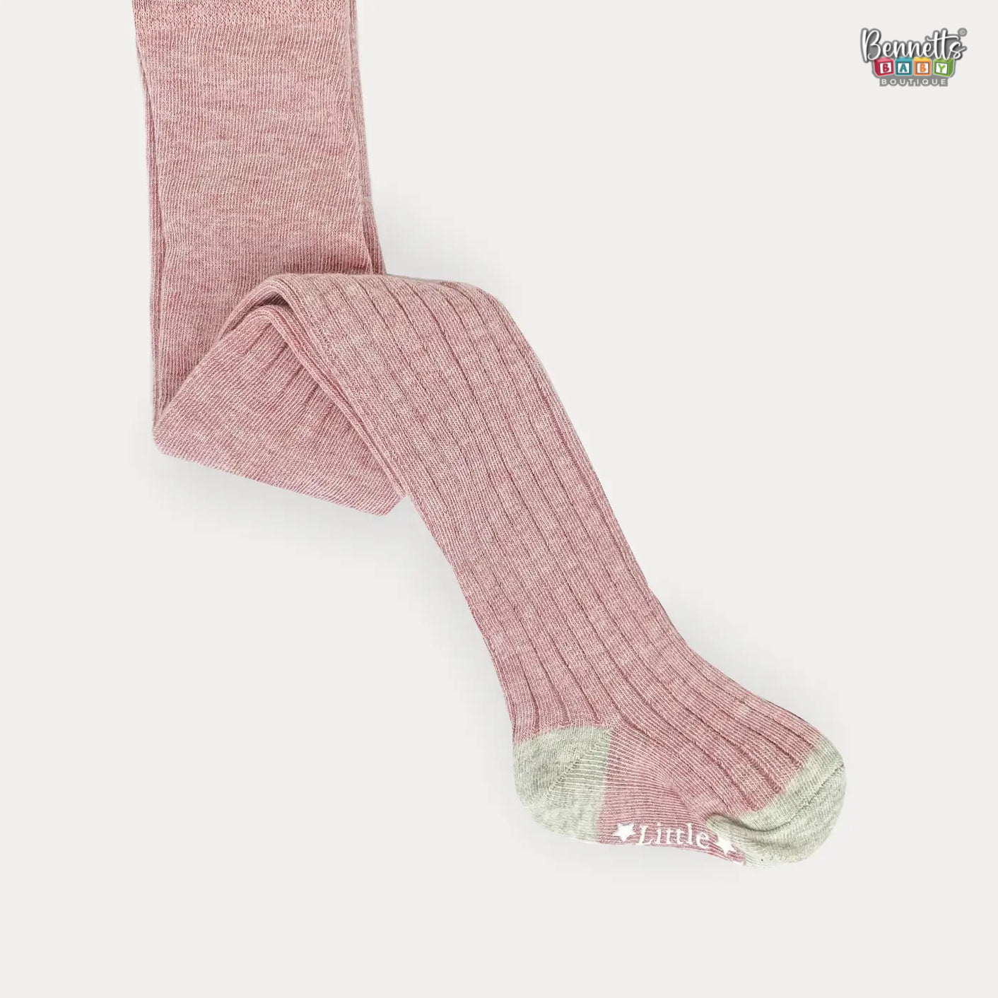 The Little Sock Company Non-Slip Super Soft Ribbed Baby and Toddler Tights in Dusty Pink 