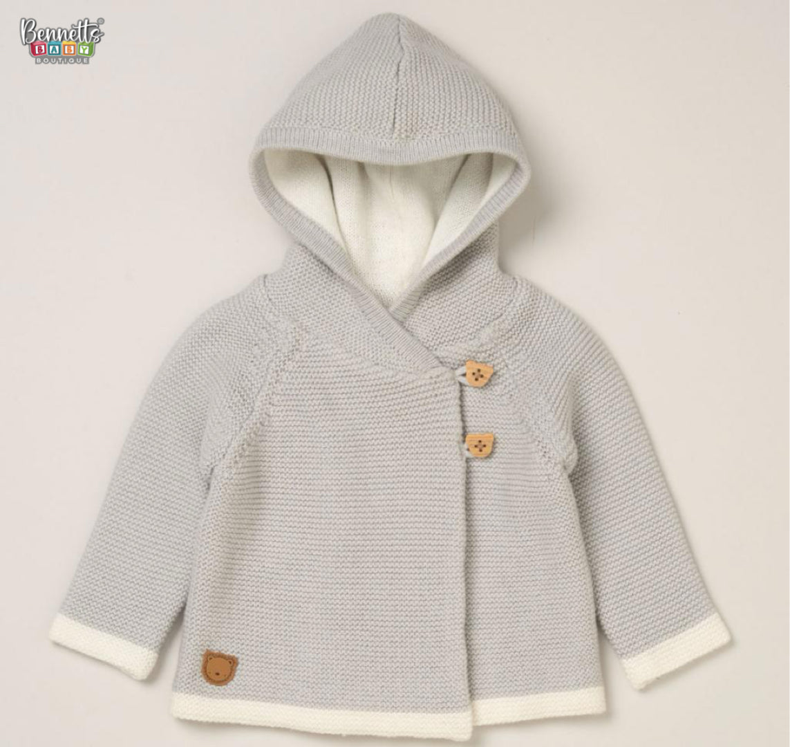 Rock A Bye Baby Grey Teddy Button Cardigan