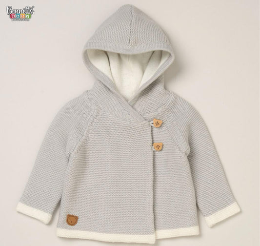 Rock A Bye Baby Grey Teddy Button Cardigan