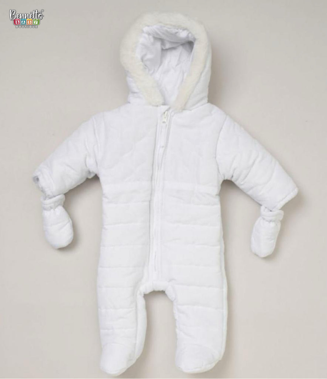 Rock a Bye Baby White Padded Snowsuit