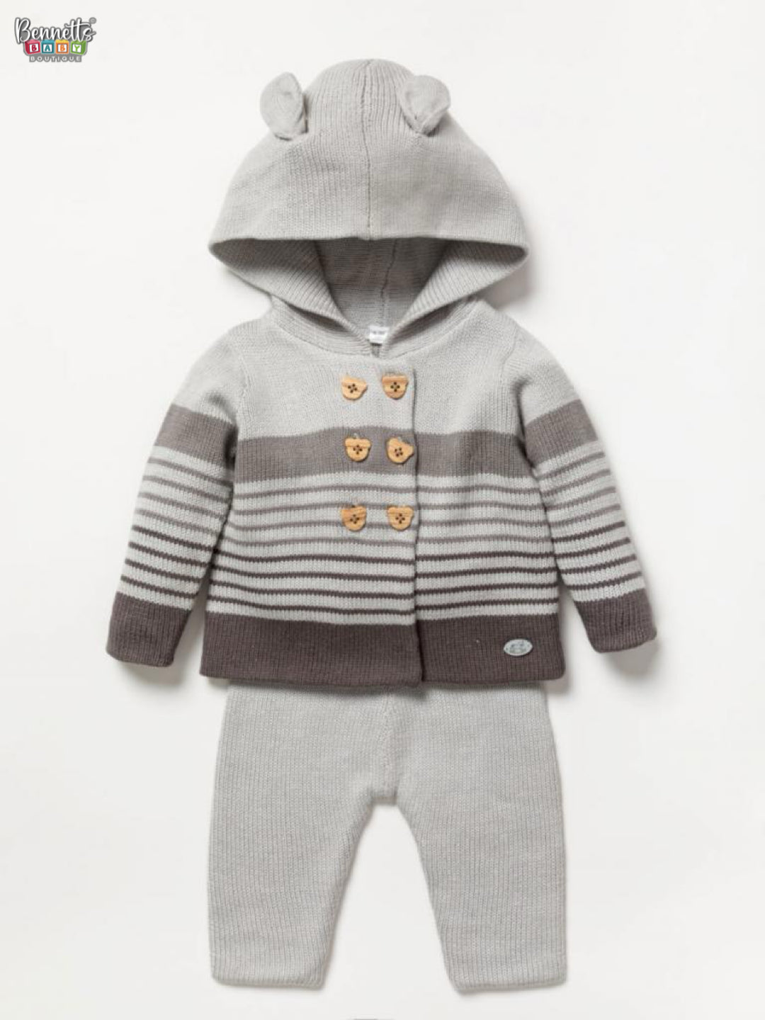 Rock a bye baby Grey Teddy Button Outfit