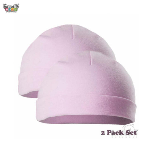 Soft Touch Pair of Premature Infants Hats - Pink