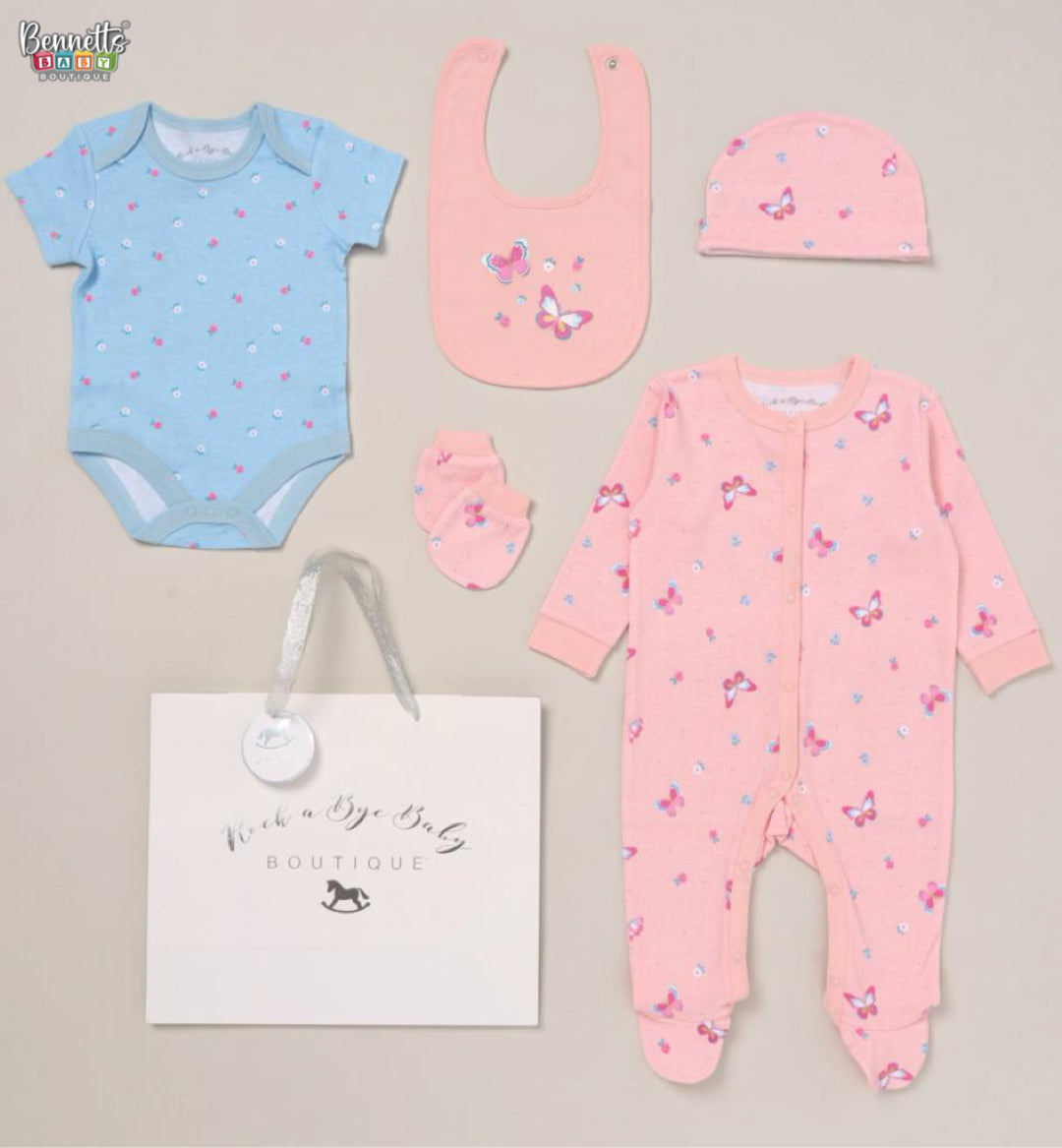 Rock A Bye Baby 5 Piece 'Butterfly' Gift Set & Bag