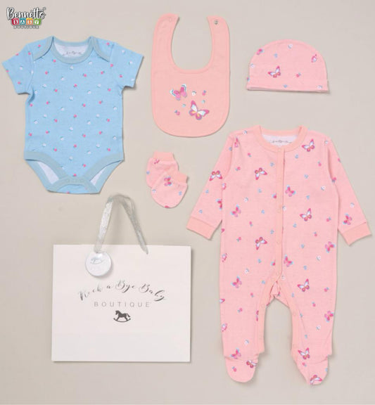 Rock A Bye Baby 5 Piece 'Butterfly' Gift Set & Bag