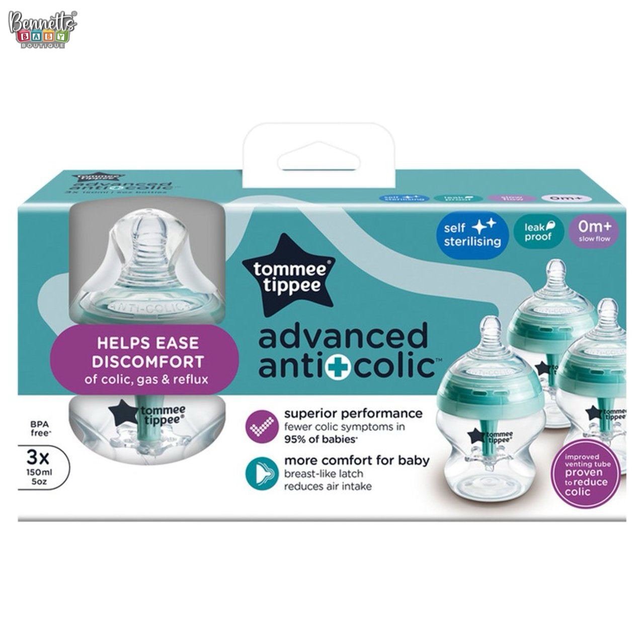 Tommee Tippee Advanced Anti-Colic Bottle 150ml 3Pk