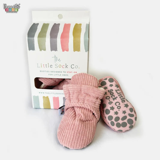 The Little Sock Company Stay-On, Non-Slip Booties - Perfect Pram Slipper or Baby Carrier Boot - Pink Corduroy