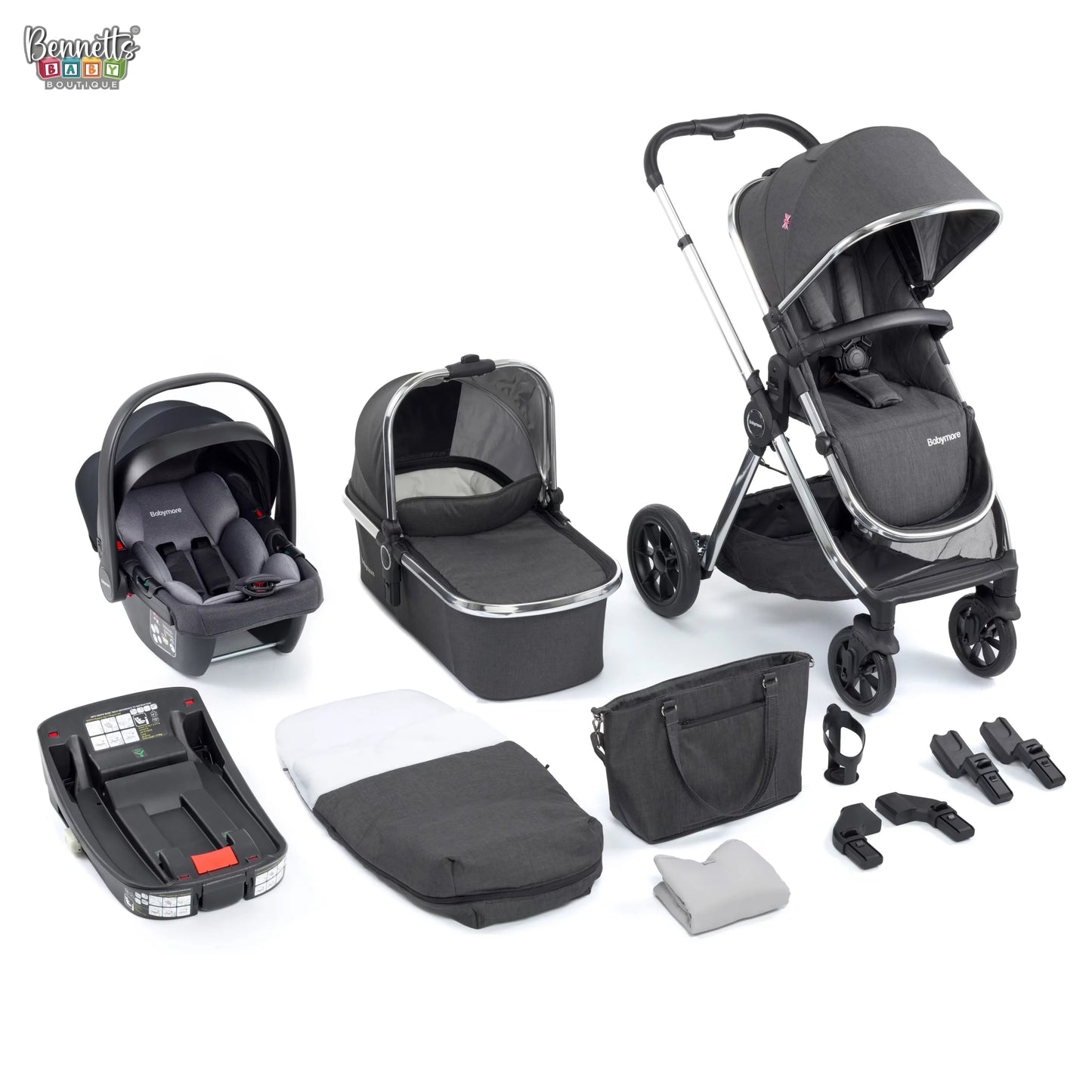 Babymore - Memore V2 Travel System 13 Piece – Chrome